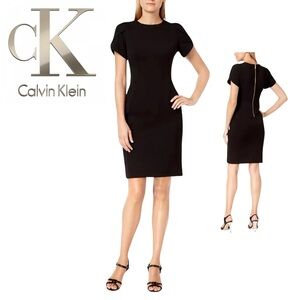 Calvin Klein Women's Black Mini Dress with Gold Zipper